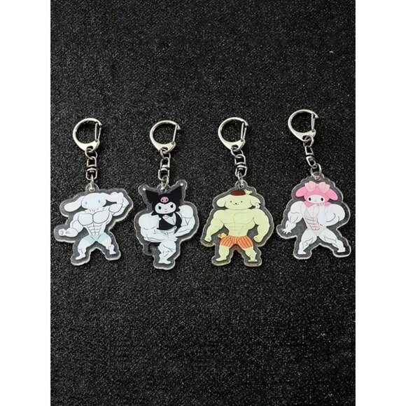 Sanrio Kawaii Keychain Hello Kitty Kuromi My Melody Cinnamoroll Acrylic Kitty - Picture 1 of 1
